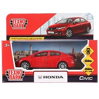 Машина металл "HONDA CIVIC", длина 12см, открыв. двери, инерц, красный, в кор.Технопарк в кор.2*36шт