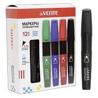 Маркер " deVente " черный 3мм, перманентный, круглый корпус с каучуковыми вставками, пулевидный нако