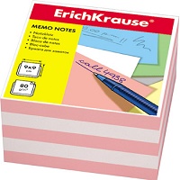 Блок бумаги " Erich Krause " 9*9*5см 2цв (персиковый/белый) 80г/м2