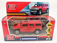 Машина металл "hummer h2" 12см, открыв. двери, инерц., красный в кор. Технопарк в кор.2*36шт