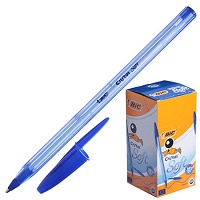 Ручка шариковая " BiC " Cristal Soft синяя 1,2мм, колпачок с клипом, цвет корпуса- полупрозрачный го