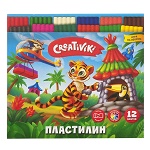 Пластилин " Creativiki " 12цв 180г со стеком, картонная упаковка