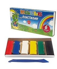 Пластилин " KWELT "  6цв 90г со стеком, картонная упаковка