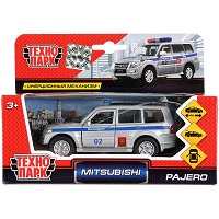 ТМ ТЕХНОПАРК. МЕТАЛЛ MITSUBISHI PAJERO ПОЛИЦИЯ 12 СМ, ОТКРЫВ. ДВЕРИ, ИНЕРЦ. В КОР. в кор.2*24шт