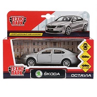 Машина металл "SKODA OCTAVIA" 12см, открыв. двери, инерц, СЕРЕБРИСТЫЙ в кор. Технопарк в кор.2*36шт