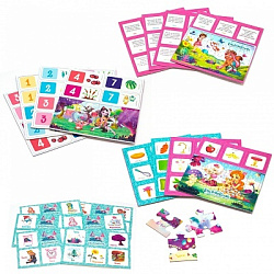 Enchantimals Набор 4в1. лото с загадками, мемо пары, домино счет+пазл 24эл на внимательность. 07564