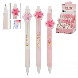 Ручка пиши-стирай автоматическая " Basir " гелевая 0,5мм синяя, цветной корпус, клип-насадка Лапки, 