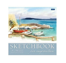 Скетчбук А4  40л " Hatber " Тихая бухта, без линовки, обложка - мелованная бумага, плотность 100г/м2
