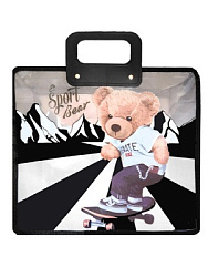 Папка " KWELT " А4 (340*300*90мм) с пластиковыми ручками, Sport bear, молния сверху, пластик