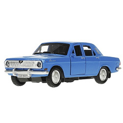 370658 Машина металл ГАЗ-2401 ВОЛГА длина 12 см, двери, багаж, инерц, синий, кор. Технопарк в кор.2*