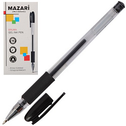 Ручка гелевая " Mazari " Cielo черная 0,5мм, пулевидный пишущий узел, полупрозрачный пластиковый кор