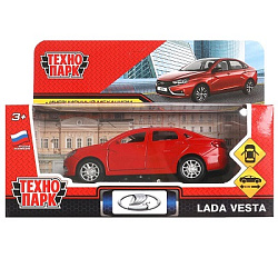 380113 Машина металл LADA vesta 11,5 см, двери, багаж, красный, кор. Технопарк в кор.2*36шт