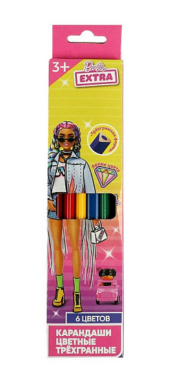 329582 Цветные карандаши БАРБИ двусторонние, 12цв (6 шт.), barbie extra Умка в кор.20*24наб