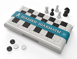 Игра настольная "Шашки-Шахматы" в пласт.коробке (мал, сер) арт.03885