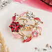 Брошь "Цветочная рамка" круг, цвет красный в золоте   4434589                        