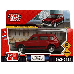 370285 Машина металл LADA 4x4 2131 12 см, двери, багаж, инерц, красный, кор. Технопарк в кор.2*36шт