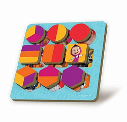 Рамка - вкладыш геометрические фигуры Маша и Медведь 17*17см,термопакет Буратино в кор.20шт