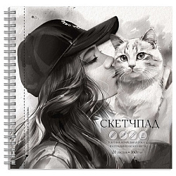 Скетчпад 195*195 гребень 20л б/лин.акв.бум. ПОЦЕЛУЙ 160г/м2 арт.70148 (1/4/24шт)