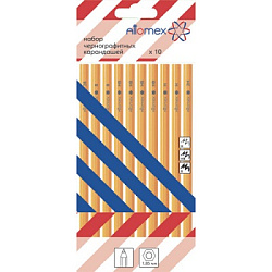 Набор карандашей ч/гр " Attomex " 10шт, 2В, В, НВ, Н, 2Н, шестигранный, цвет корпуса - желтый, пласт