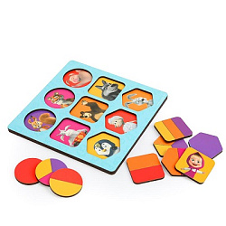 Рамка - вкладыш геометрические фигуры Маша и Медведь 17*17см,термопакет Буратино в кор.20шт