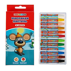 Пастель " Цветик " 12цв масляная, картонная упаковка, европодвес