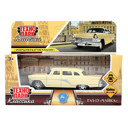 Машина металл газ-13 "чайка" 12 см, двери, инерц, светло-желтый, кор. Технопарк в кор.2*36шт