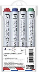 Набор маркеров " Attomex " для белой доски 4 цвета (зеленый, красный, синий, черный), 5мм, круглый к