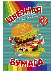 TM"Profit"НАБОР ДЛЯ ДЕТ.ТВОР.Бумага  цв  8л.одностор ВКУСНЫЙ БУРГЕР (08-9350)скр,8л,8цв166х240