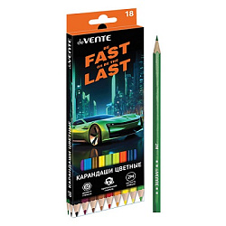 Карандаши цветные деревянные Fast Or Last 18цв " deVente " 2М шестигранные, картонная упаковка, евро