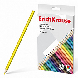 Карандаши " Erich Krause " 18цв шестигранные, деревянные, картонная упаковка, европодвес, 10702070/0