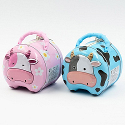 Копилка металлическая КОРОВКА 10*10,5*10,5см  арт.S246 (1/12/120шт)