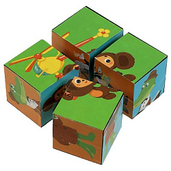 Чебурашка. набор из 4-и кубиков пленка. СОЮЗМУЛЬТФИЛЬМ настольные игры Умные игры в кор.80наб