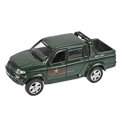 326433 Машина металл UAZ PICKUP АРМИЯ РОССИИ длина 12 см, двери, багаж, инерц, кор. Технопарк в кор.