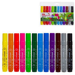 Фломастеры " Hatber " ECO Jumbo-Xl Диносад 12цв круглые, утолщенные, вентилируемый колпачок, блистер