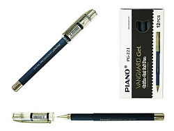 Ручка гелевая " Piano " Vanguard Gel черная 0,5мм резиновый держатель, игольчатый пишущий узел, мета
