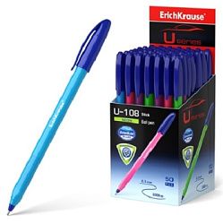 Ручка шариковая " Erich Krause " U-108 Neon Stick Ultra Glide Technology синяя 1,0мм, трехгранная, и