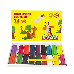 Пластилин " Каляка-Маляка " 18цв 270г восковой, со стеком, картонная упаковка