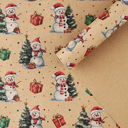 Бумага упаковочная крафтовая «Снеговички», 50×70 см