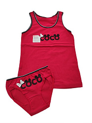 DONELLA ДЕТСКИЙ КОМПЛЕКТ ДЛЯ ДЕВОЧЕК (МАЙКА НА ТОНКИХ БРЕТЕЛЬКАХ+ТРУСИКИ ПЛАВКАМИ) ХЛОПОК 95% АССОРТ