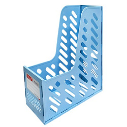 Лоток для бумаг вертикальный пластиковый 85мм " KWELT " голубой, поле для маркировки, поставляется в