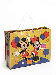 Пакет подарочный крафт Happy Birthday, 40×31×11.5 см, Микки Маус