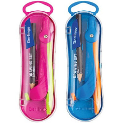 Готовальня Berlingo "Supertwist", 2 предмета, пластиковый циркуль 120мм, + карандаш, пластиковый фут