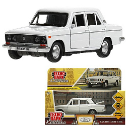 Машина металл ВАЗ-2106 ЖИГУЛИ 12 см, двери, багаж, инерц, белый, кор. Технопарк в кор.2*36шт
