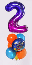 Букет из шаров "День рождение - космос. 2 года", фольга, латекс, набор 7  шт   5378110