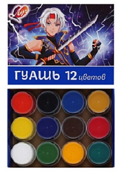 Гуашь " Луч " Аниме 12цв*15мл в блок-таре, картонная упаковка, синяя