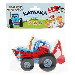 295605 Игрушка деревянная СИНИЙ ТРАКТОР каталка 12 см, пакет с хедером Буратино в кор.18шт