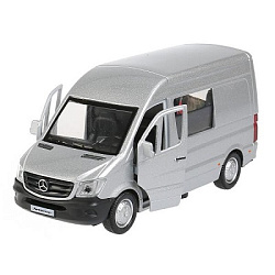 Машина металл MERCEDES-BENZ SPRINTER 14 см, двери, инерц, серебристый, кор. Технопарк в кор.2*32шт