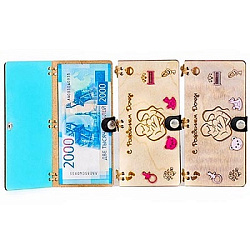 Конверт для денег деревянный (купюрница) " С Рождением дочки " на кнопке, деревянные элементы, 165*1