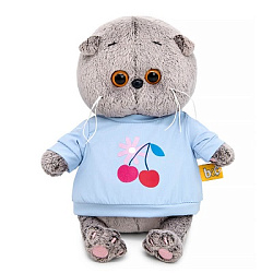 BB-166 Игрушка Кот Басик беби в свитшоте с ягодно-цветочным принтом