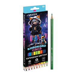 Карандаши цветные деревянные Korokoro 18цв " deVente " 2М шестигранные, картонная упаковка, европодв